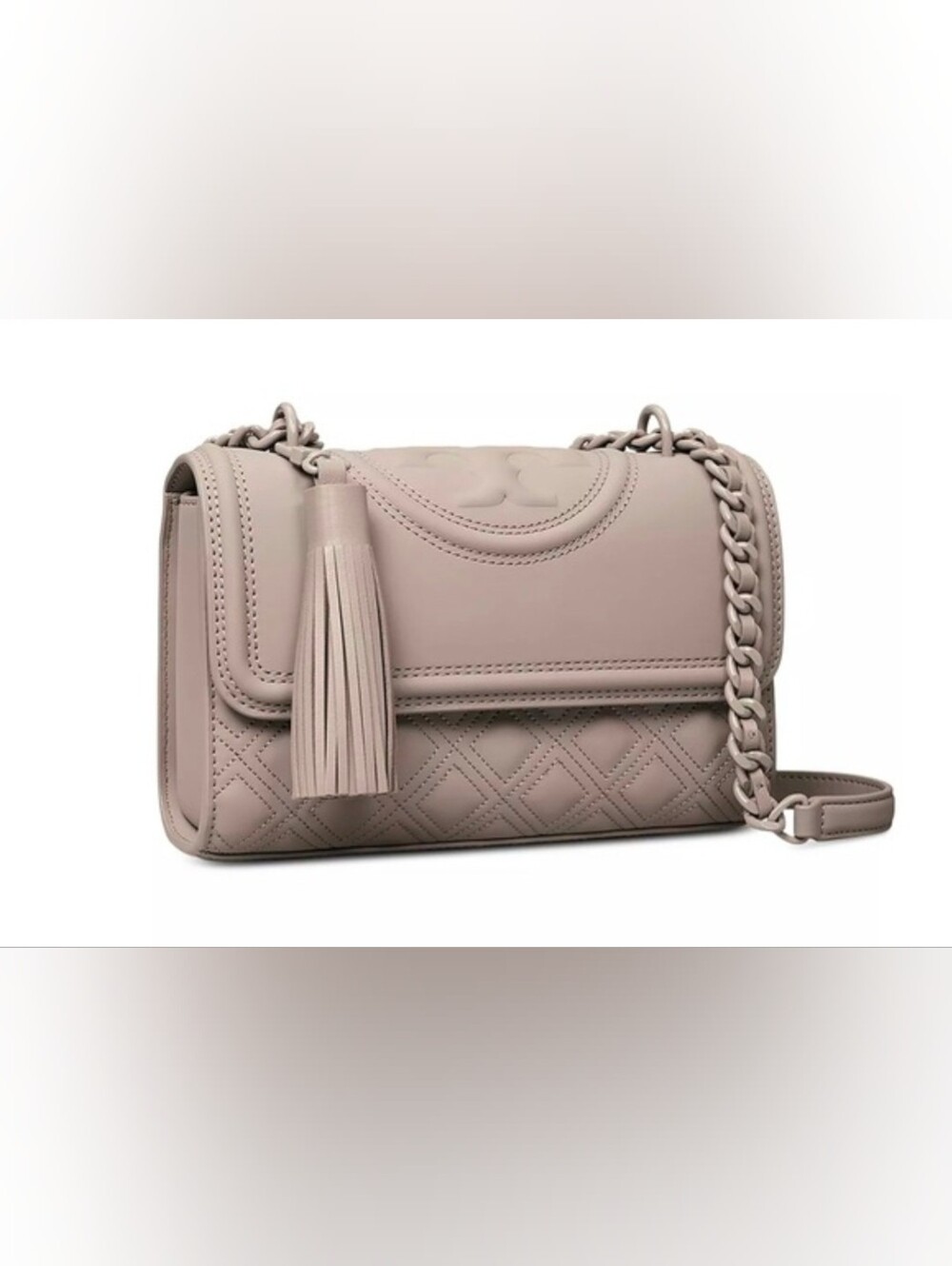 Tory Burch Quilted Leather Crossbody with Tassel - Grey Heron